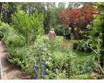 Wandelen langs de blauw-roze border.